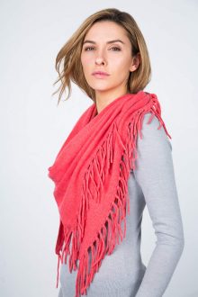 Fringe Triangle Scarf - Coral Rose Kinross Cashmere