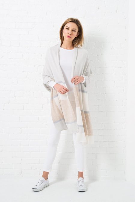 Colorblock Cashmere Travel Wrap - Ponchos & Wraps - Resort 2016 - Kinross Cashmere 100% Cashmere