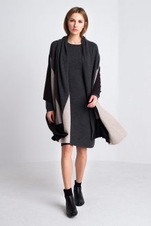 Intarsia Cashmere Travel Wrap - Charcoal Multi Kinross Cashmere 100% Cashmere