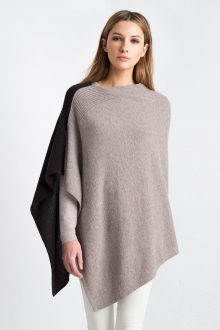 Front Back Contrast Poncho Kinross Cashmere 100% Cashmere