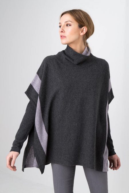 Contrast Cowl Poncho Kinross Cashmere 100% Cashmere