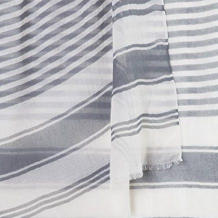 Wave Geo Print Scarf - Aquatint Kinross Cashmere 100% Cashmere