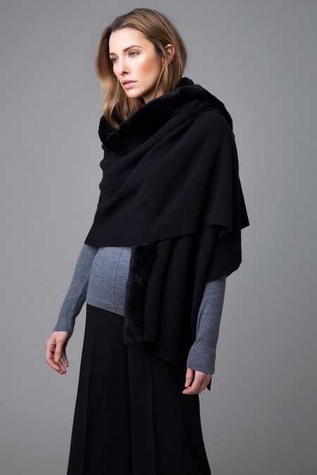 Fur Trim Wrap - Kinross Cashmere