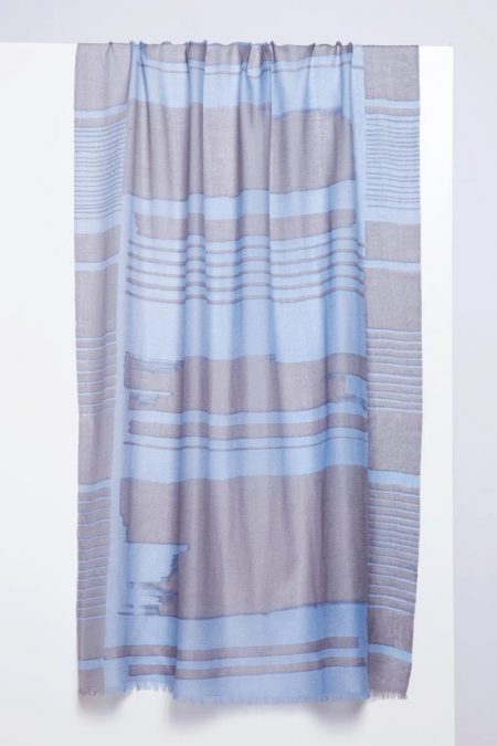 Linear Brushwork Print Scarf - Arctic - Kinross Cashmere