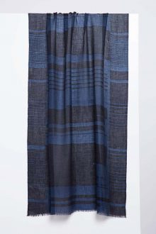 Linear Brushwork Print Scarf - Inkwell - Kinross Cashmere