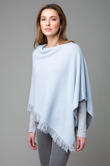 Reversible Fringe Poncho - Kinross Cashmere