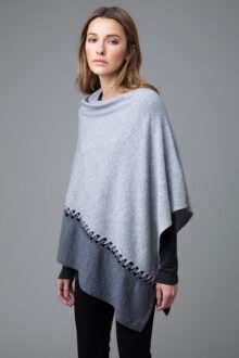 Twist Stitch Colorblock Poncho - Kinross Cashmere