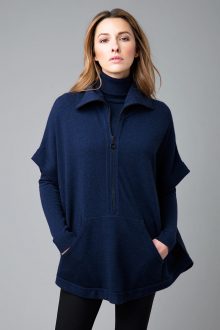 Zip Mock Poncho - Kinross Cashmere