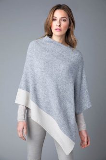 Border Stripe Poncho - Kinross Cashmere