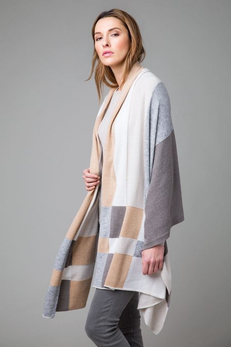 Intarsia Plaid Travel Wrap - Kinross Cashmere