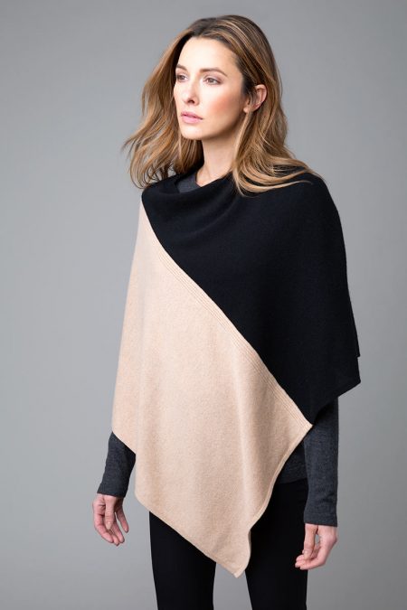 Colorblock Poncho - Kinross Cashmere