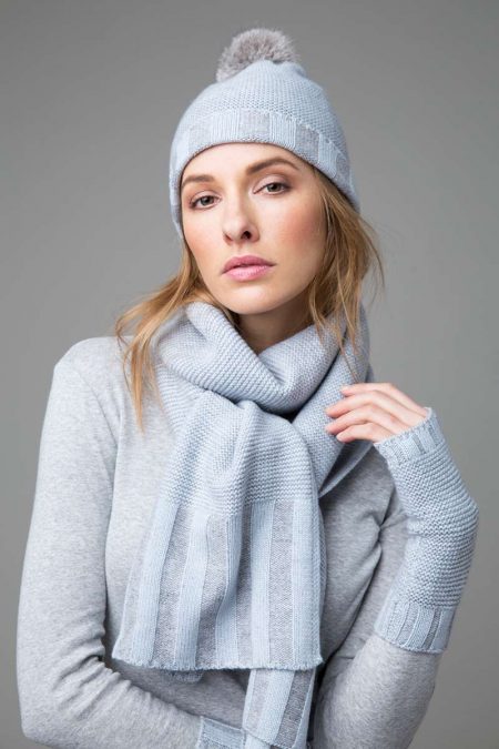 Plaited Hat, Scarf, & Fingerless Gloves- Kinross Cashmere