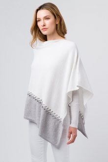 Twist Stitch Colorblock Poncho - Kinross Cashmere