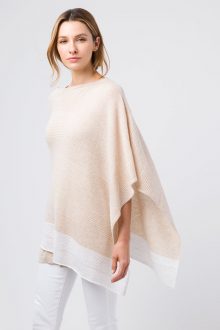 Border Stripe Poncho - Kinross Cashmere