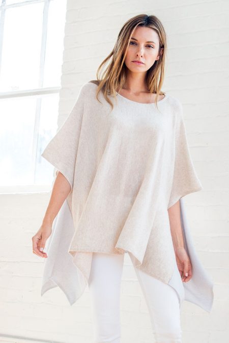 Two Tone Poncho Kinross Cashmere 100% Cashmere