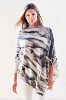 Waterfall Print Poncho Kinross Cashmere 100% Cashmere