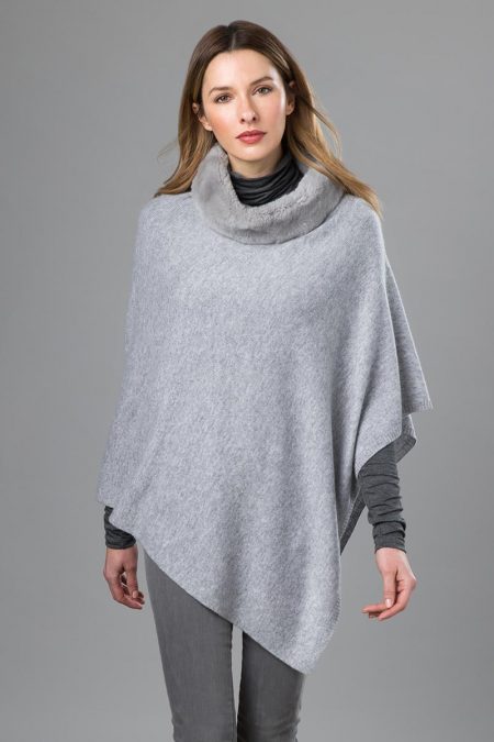 Fur Trim Poncho - Kinross Cashmere