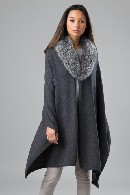 Fur Trim Wrap - Kinross Cashmere