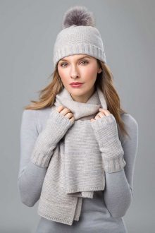 Plaited Hat, Scarf, and Fingerless Gloves- Kinross Cashmere