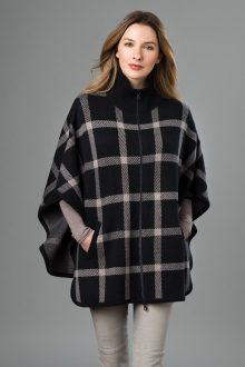 Plaid Zip Mock Poncho - Kinross Cashmere