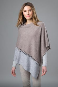 Twist Stitch Colorblock Poncho - Kinross Cashmere