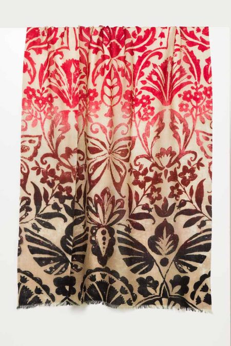 Weathered Botanical Print Scarf - Kinross Cashmere