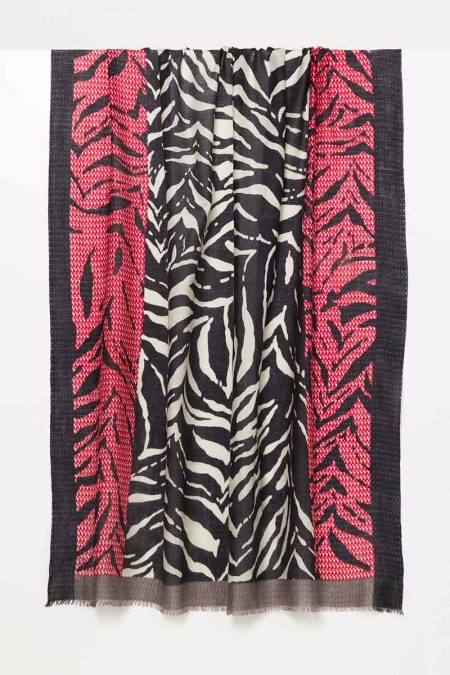 Geo Zebra Print Scarf - Kinross Cashmere