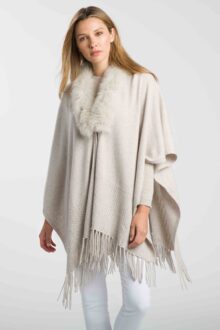 Fur Trim Ruana - Kinross Cashmere