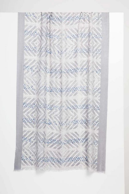 Mediterranean Tile Print Scarf - Grigio - Kinross Cashmere