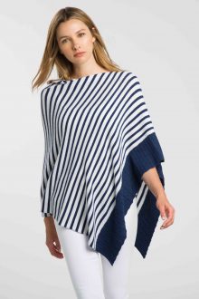 Texture Stripe Poncho - Kinross Cashmere