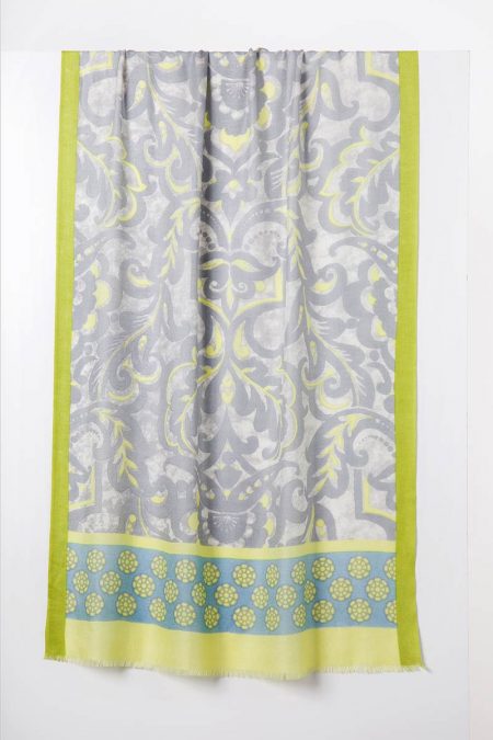 Cali Medallion Print Scarf - Citronella Multi - Kinross Cashmere