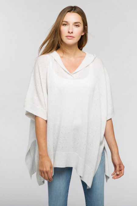 Dropstitch Hooded Poncho - Kinross Cashmere