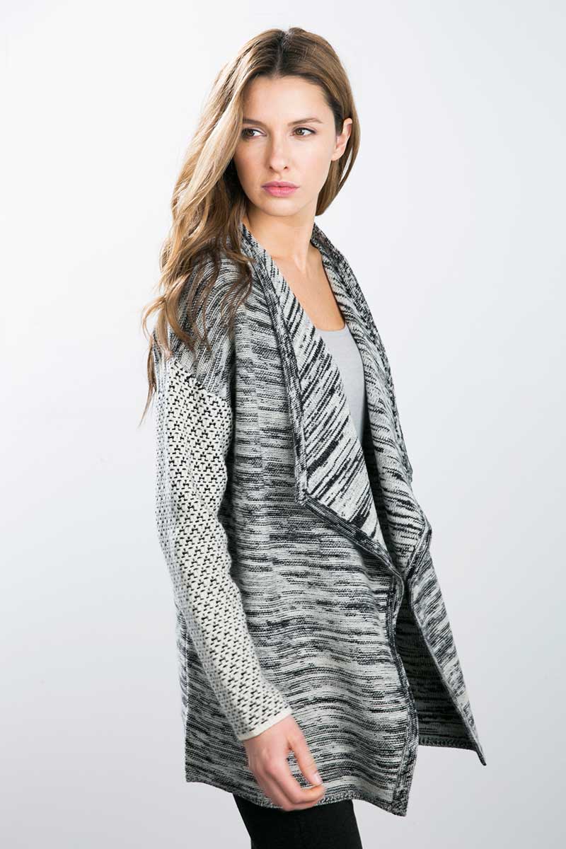 Kinross Cashmere | Marled Drape Front Cardigan