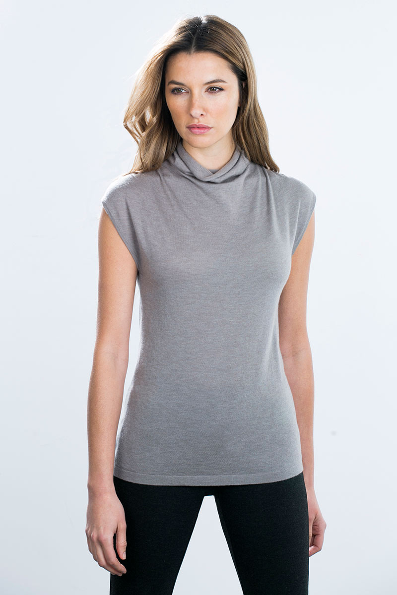 Kinross Cashmere | Worsted Sleeveless Drapeneck Pullover