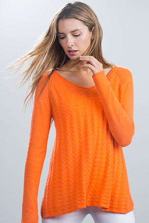 Pointelle Front Easy Vee Kinross Cashmere