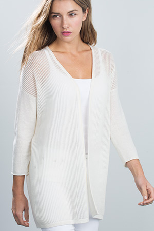 3/4 Sleeve Mesh Front Duster Kinross Cashmere