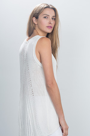 Lace Back Sleeveless Scoop Kinross Cashmere