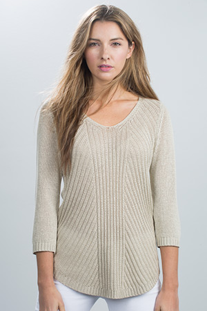 Engineered Rib V-Neck Kinross Cashmere