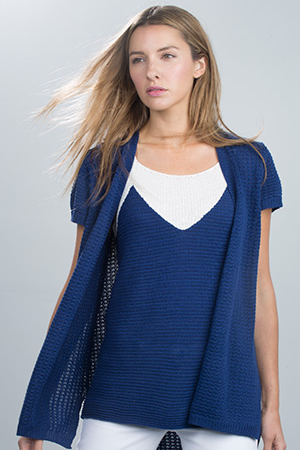 Short Sleeve Texture Stitch Duster Kinross Cashmere