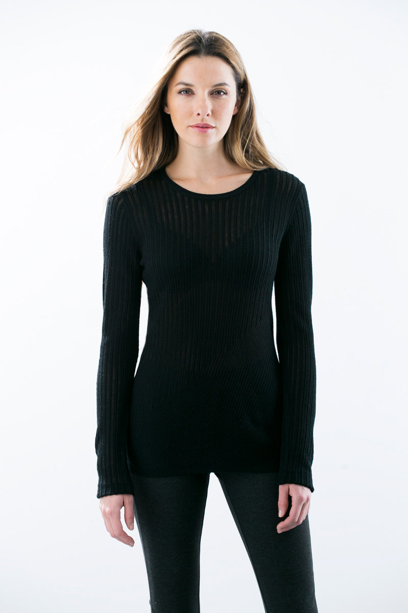 Kinross Cashmere | Drop Needle Crewneck