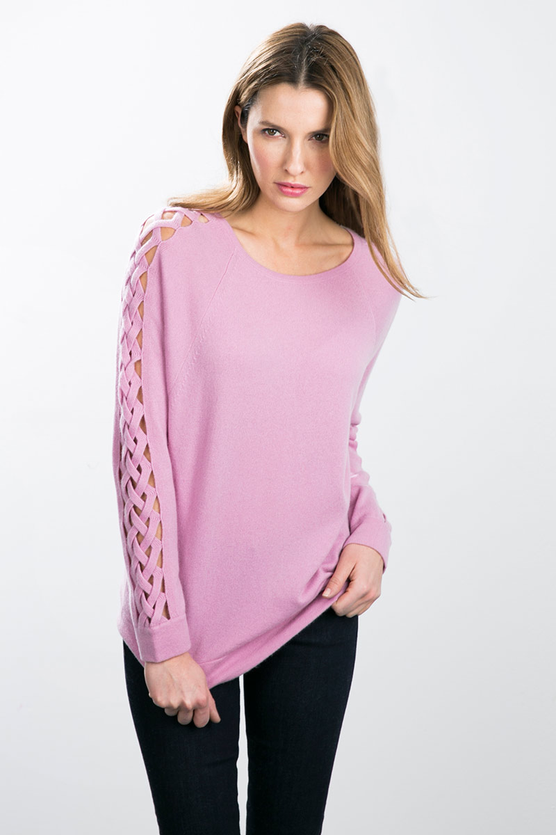 Kinross Cashmere | Braided Sleeve Dolman