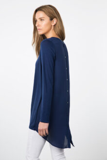 Kinross Cashmere | Resort 2015 | Mixed Media Button Back Tunic