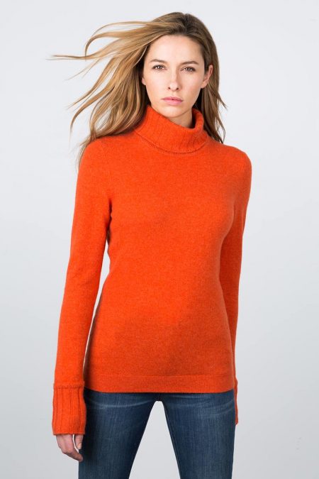 Chunky Trim Turtleneck - Foxtail Kinross Cashmere 100% Cashmere