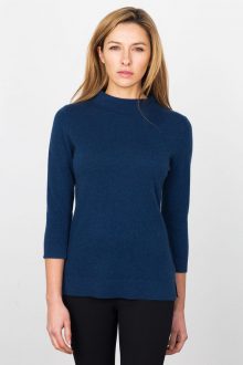 3/4 Slv Back Zip Mockneck Kinross Cashmere 100% Cashmere