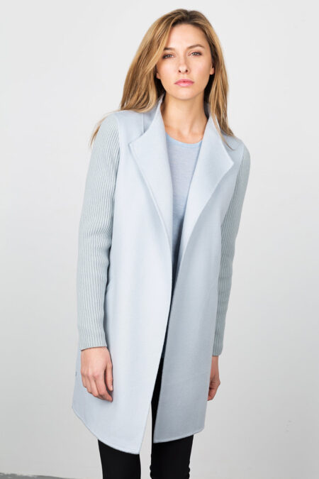 Rib Sleeve Coat - Glacier Kinross Cashmere