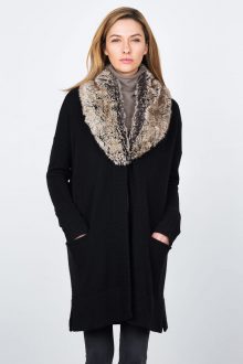 Faux Fur Cardigan Kinross Cashmere 100% Cashmere