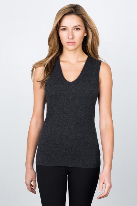 Sleeveless Vneck Kinross Cashmere 100% Cashmere