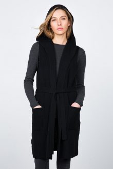 Ribbed Hooded Vest Kinross Cashmere