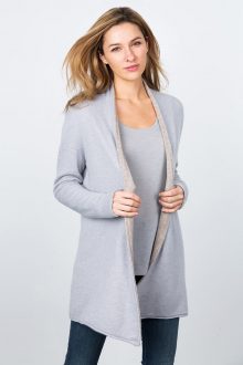 Reversible Cardigan - Dove / Mink Kinross Cashmere 100% Cashmere