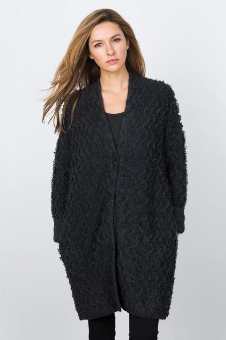 Cut Fringe Cardigan Kinross Cashmere 100% Cashmere